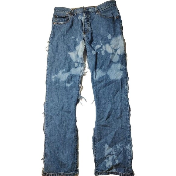 Denim Chaps Style 501 Levi Custom Cut Biker Jeans Distressed Custom VTG Hippie L - Picture 2 of 10